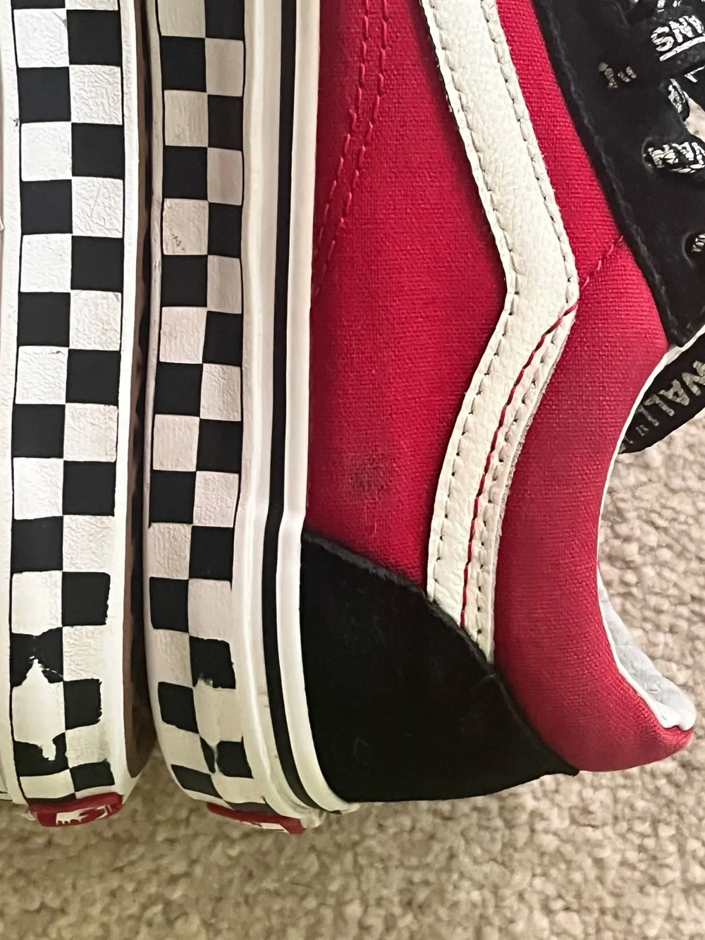 Vans Old Skool 'Logo Pop' Black/Red/White Kids Sneakers Skate Shoes Boys Size 5